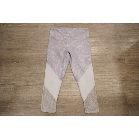 Fabletics Leggings Womens Small Gray Lace Athleisure Activewear‎ Performance - Picture 1 of 9